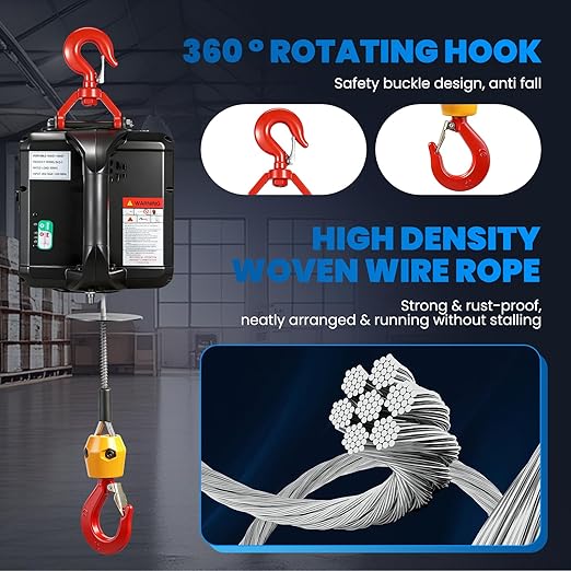 NEWTRY 3 in 1 Electric Hoist Winch 1,100lb Wireless Remote Control, Cable Remote Control, 110/120 Volt Portable Power Electric Hoist, Vertically & Horizontally, Lift 16ft/min
