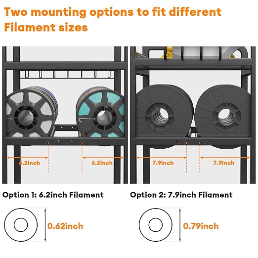 3D Printer Filament Storage Rack- 4 Tiers Filament Spool Holder, Heavy Duty 3D Printing Stand Filament Organizer with 360° Wheels, Metal Filament Stand Shelf for PLA/ABS/TPU/Nylon (Black)