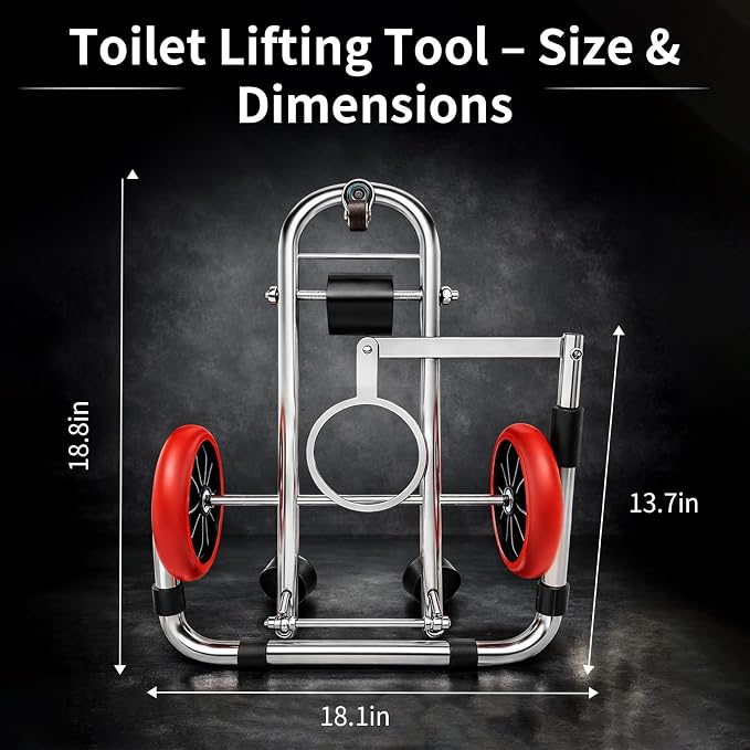 Toilet Lift Cart Jack with Wheels Seat Lifter Tightening Removal Tool Lifting Dolly Tilt for Disabled Use Portable Mobility Aid Positioning Installation Tools for Plumbers Pick up Device