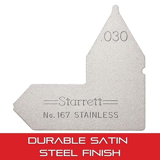 Starrett Individual Radius Gage for Both Convex and Concave Radii - Ideal for Carpenters and Constructions - Stainless Steel, .030" Radius Gage, Inch Reading - 167-030