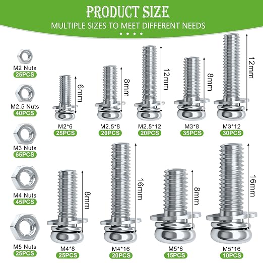 mxuteuk 800PCS Small Nut and Bolt Assortment Kit,M2 M2.5 M3 M4 M5 Metric Screws,Machine Screws Small Bolts and Nuts for DIY Projects,Electronics,Repairs