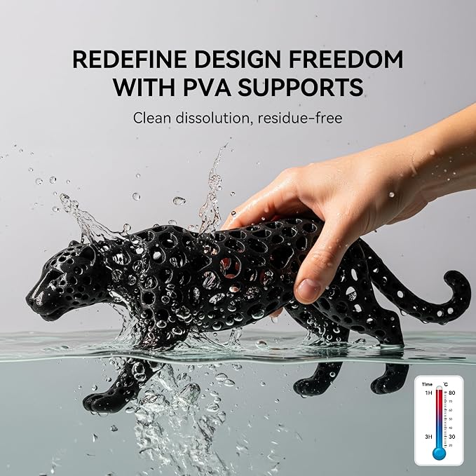 SUNLU PVA Filament 1KG, 1.75mm Water Soluble Support 3D Printer Filament+/-0.03mm, Compatible with PLA, PETG, ABS,ASA, Transparent Yellow