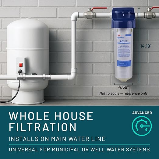 3M Aqua-Pure AP101T Whole House Transparent Water Filter Housing, Ideal for 1-2 Bath Homes, Standard 1-high Drop-in Cartridge