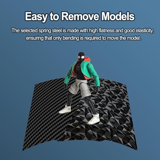280x280mm PET PEO Double Side Build Plate for Qidi Q2, Smooth Diamond PEO+Carbon Fiber PET Spring Steel Sheet Heat Bed with Strong Adhesion & Easy Part Removal