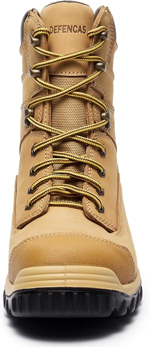 Men’s 6” & 8” Composite Toe Work Boots, Electrical Hazard Safety Boots for Men, Full-Grain Leather Construction Boots, Slip Resistant Rubber Outsole, Removable Memory Foam PU Insole