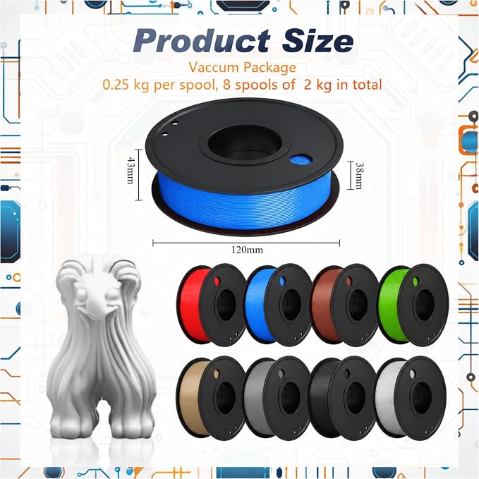 Pangda 3D Printer Filament Bundle 1.75mm Multicolor Matte or Silk PLA Filament 3D Printing Material for Halloween Thanksgiving Day Christmas Easter Holiday Crafting Decorations(Metallic Color)