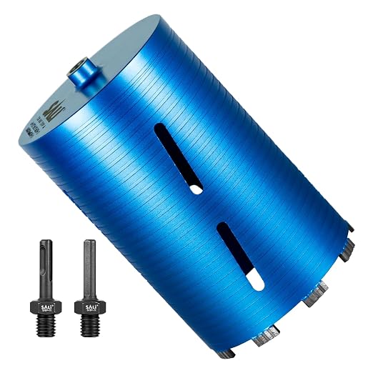 SALI Diamond Core Drill Bits 6 1/4" Diameter 10"/254mm Drilling Depth 5/8-11" Thread Core Bit Turbo Laser-Welded Segments for Cured Concrete with Brick, Block, Masonry, with Two Adapters