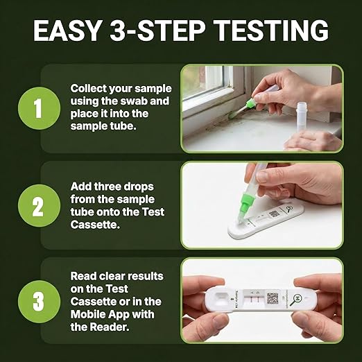 Mold Analyzer, Easy Professional Mold Detection Kit, 1 Pack | Easy At-Home Mold Detection, Fast, Accurate 10-Minute Results, DIY Testing Kit for Homes, Apartments, Bathrooms, HVAC & More