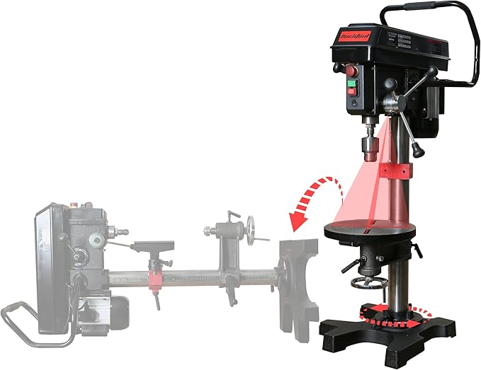 BUCKTOOL 3/4HP 12" Drill Press & 12"x17" Wood Lathe Combo, 6.2Amp 580-3200RPM Variable Speed Benchtop Drill Press and Woodworking Lathe with Tool Rest