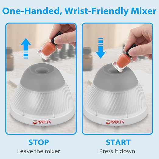 FOUR E'S SCIENTIFIC 5000 RPM Vortex Mixer Paint Shaker, Touch Function for Model Paint, Lash Extensions Adhesive, Nail Polish with Extra Grey Silicone Cap & 100 Pcs Stainless Steel Mixing Balls