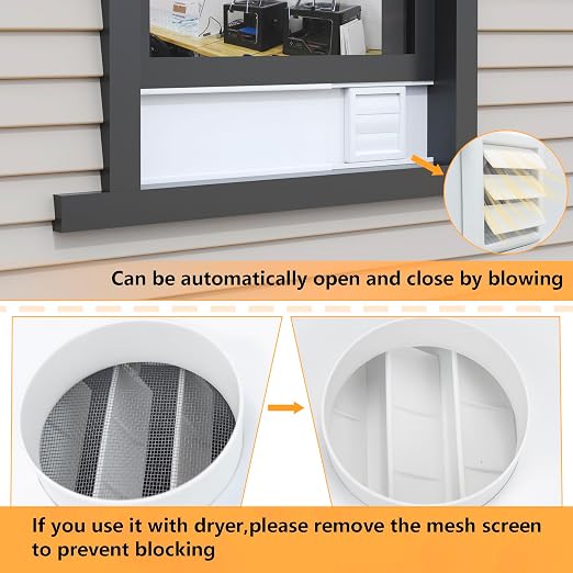 LBG Products Window Vent Kit with Louvered Vent Cover for 3"&4" Vent Hose, Adjustable Window Seal Kit with Switchable Hood for Laser Engraver 3D Printer Enclosure Dryer with 3"/4" Exhaust Ventilation