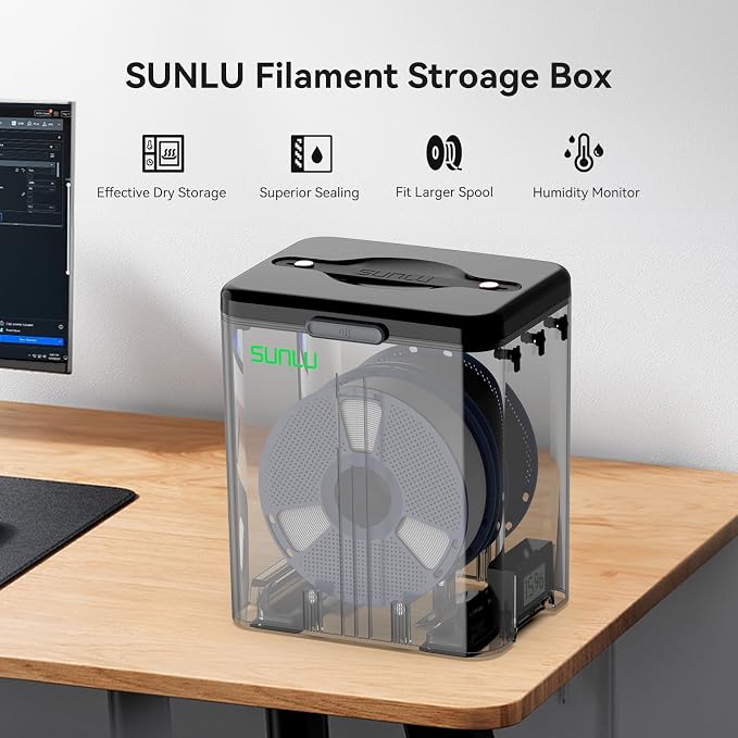 SUNLU Filament Dry Box - 3KG Filament Storage Box for 3D Printer Filament Sealing and Protection, SUNLU SP2 Box with PTFE Tube, Compatible with PLA, PETG, ABS, TPU, PA Nylon, PVB 1.75mm 2.85mm