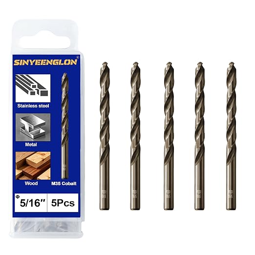 5/16 Cobalt Drill Bit for Metal and Hard Steel(5Pcs),M35 High Speed Steel Twist Jobber Metal Drill Bits,with Index Storage Case