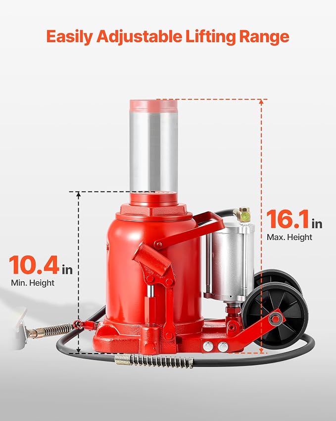 VEVOR Pneumatic Bottle Jack 50T Hydraulic Car Jack Lift Range 27-43cm Air Transmission Jack 110231lbs for Heavy Duty Vehicles