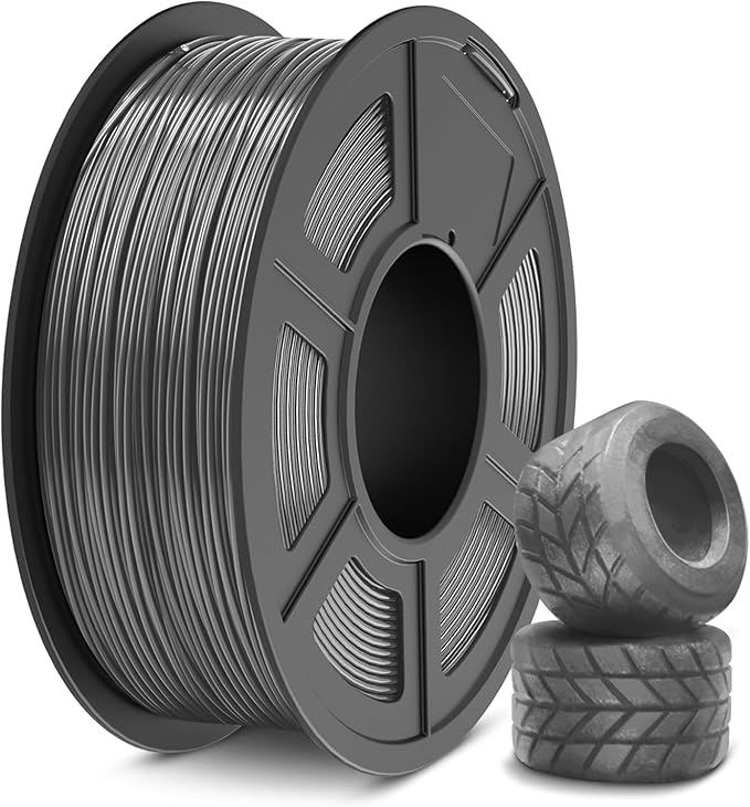 SUNLU TPU 3D Printer Filament 1.75mm, High Speed 95A TPU Filament, Flexible 3D Filament for Fast Printing, Dimensional Accuracy +/- 0.03mm, (1kg Grey, 95a TPU)