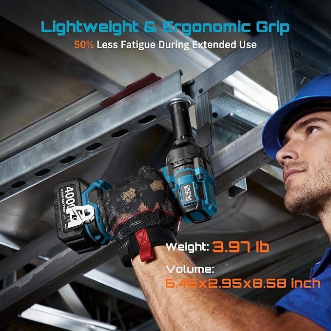 Seesii Impact Wrench 886 FT-LBS(1200N.m) 2900IPM 1/2 Impact Gun High Torque Electric Impact Driver Cordless Impact Wrench with 21V 4.0Ah Battery 5 Socket&Case for Home Car Tire Lug Nut Removal Tool