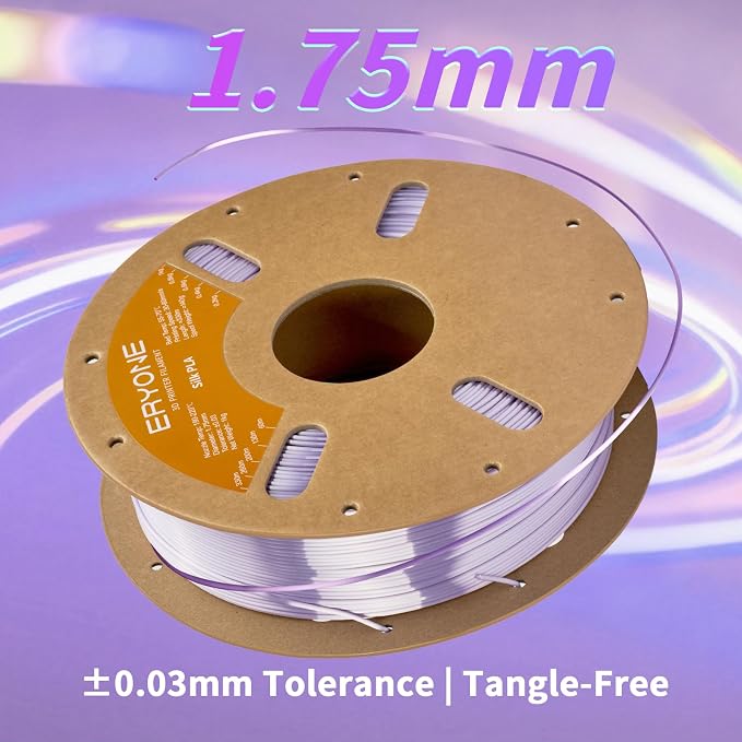 ERYONE Silk PLA Filament for 3D Printer 1.75mm +/- 0.03mm, Shiny Filament 1kg (2.1lbs)/Spool, Taro Purple