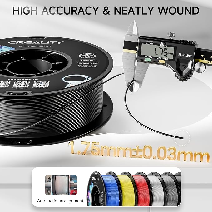 CREALITY PETG Filament 1.75mm 3D Printer Filament Bundle, 4kg (8.8lb) Neatly Wound Spool, Dimensional Accuracy ±0.03mm, 2026 Latest Batch, Fit for Most FDM 3D Printers, Black (4-Pack)