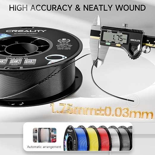 Official Creality PETG 3D Printer Filament 1.75mm 2KG (4.4lbs), High Precision, Strong Toughness, Odorless, Better Flow, Moistureproof 3D Printing CR PETG Filament, Black+Black