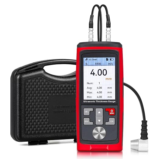 Bonvoisin Ultrasonic Thickness Gauge, Range 0.039 to 11.811 in, Ultrasonic Thickness Measuring Instruments for Steel, Copper, Metals, Plastic, Glass, PVC