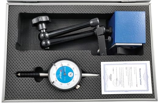 Dasqua 7611-0009 2 Piece Tool Kit with IP54 1-Inch Indicator and 176lb. Mag Base