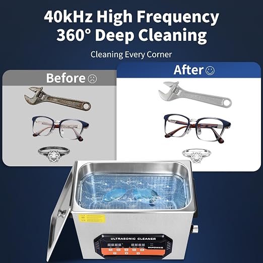 Ultrasonic Cleaner 6L 180W Digital Ultrasonic Cleaning Machine with Upgraded Degassing & Gentle Mode, 40kHz, with Heater & Timer for Tools, Jewelry, Watches, Glasses, Dentures, Small Parts