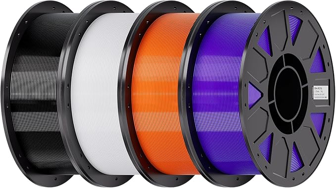 Creality Ender PETG 3D Printer Filament 1.75mm 4KG (8.8lbs), High Precision, Strong Toughness, Odorless, Better Flow, Moistureproof 3D Printing Ender PETG Filament, Black+White+Orange+Purple