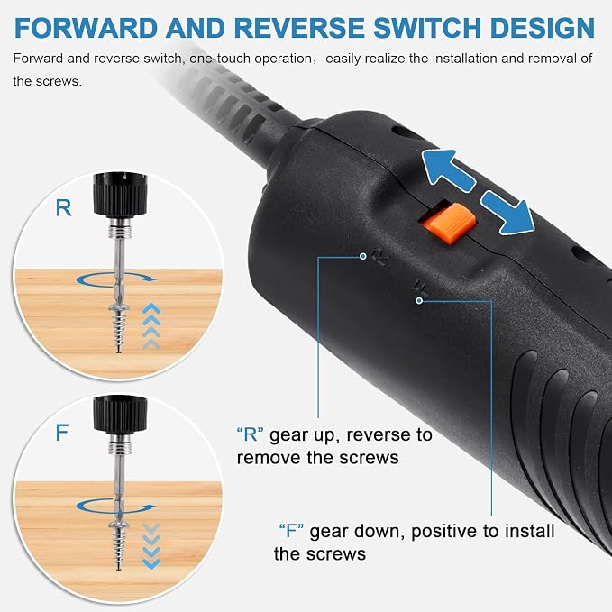 MXBAOHENG Electric Screwdriver Sets Torque Adjustable Drill Tool Applicable Batch Head 6.35mm 110-220V (102)
