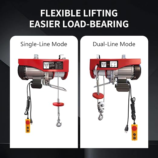 Electric Hoist, 880 lbs Electric Winch with 14 FT Wired Remote Control, Electric Hoist 110 Volt with 20-40 FT Lifting Height for Garage Warehouse Factory