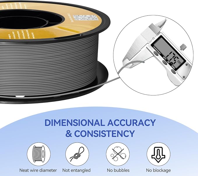 Kingroon Matte PLA Filament 1.75mm 3D Printer Filament Matte Filament 1kg Dimensional Accuracy +/- 0.02 mm (Matte Gray)