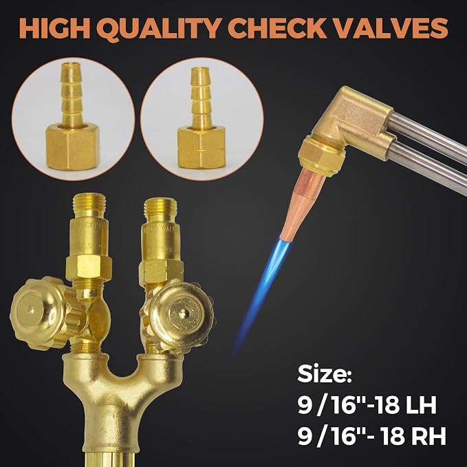 Oxy-Fuel Cutting Torch Kit, Cutting Welding And Heating Outfit With Check Valve, 1-101 Cutting Tip, Welding Nozzle and MFA Heating Nozzle, Cutting Attachment CA2460 Torch Handle