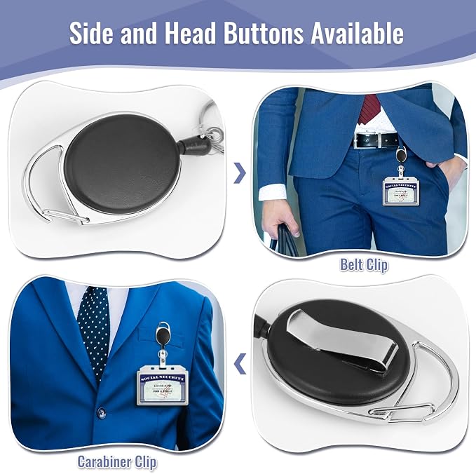 80 Pcs Badge Reels Retractable Bulk ID Badge Holders Retractable Lanyards with Carabiner Reel Clip for Keys, Badge Name Card Holders