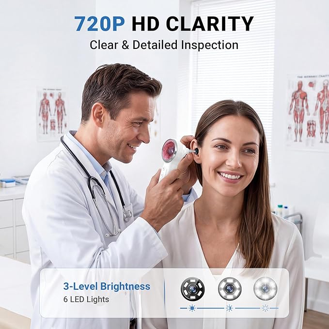 ScopeAround Digital Otoscope Camera w/Built-in Screen, Otoscope with Light Ear Scope for Home Use, Ear Light Otoscope with Camera, Easy Viewing for Everyday Ear Checks, Android/iPhone