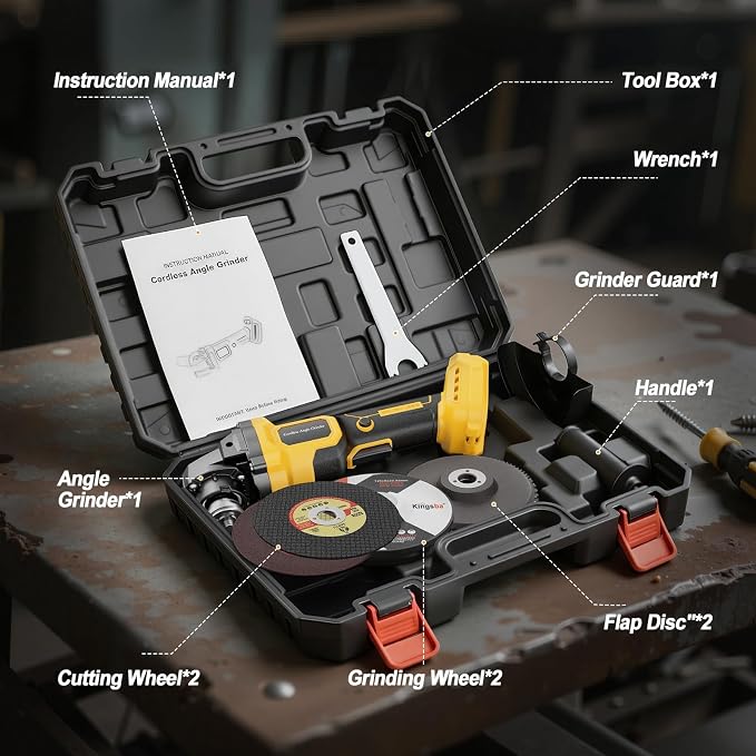 Cordless Angle Grinder Compatible with Dewalt 20V MAX Battery (NO Battery), 3 Variable Speed Brushless Motor, Up to 8500 RPM Angle Grinder for Grinding, Cutting, Polishing & Rust Removal, Tool Only