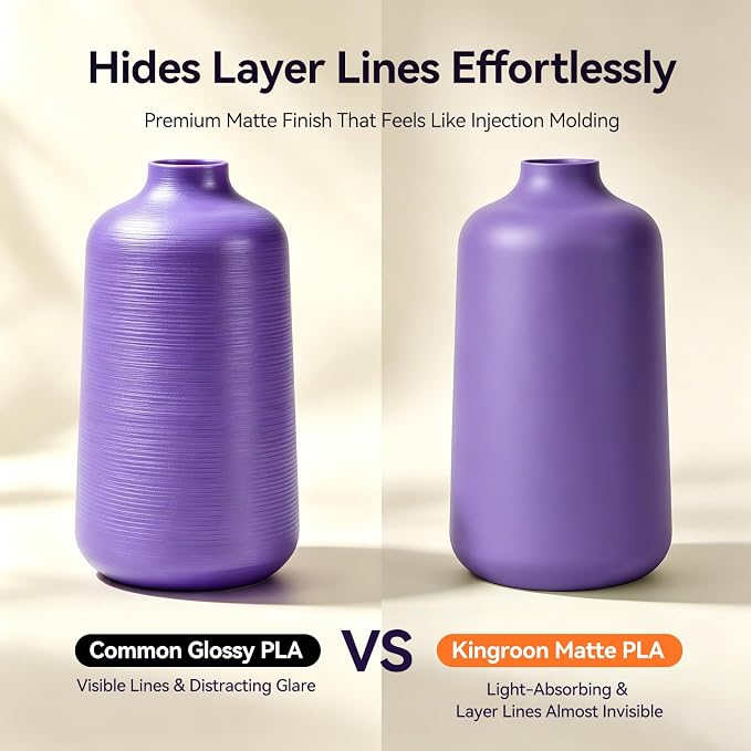 Kingroon Matte PLA Filament 1.75mm 3D Printer Filament Matte Filament 1kg Dimensional Accuracy +/- 0.02 mm (Matte Purple)