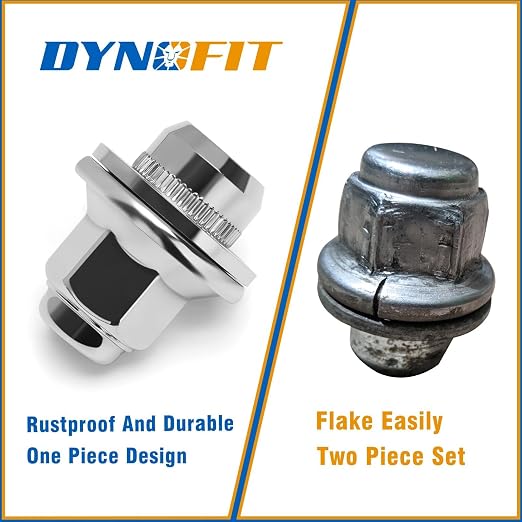 Dynofit M14x1.5 Lug Nuts Compatible with 2024-2026 Toyota Tacoma, 2022-2026 Tundra,2025-2026 4Runner,24PCS 14x1.5 OEM Chrome Wheel Lug Nuts 13/16" Mag Washer Seat More Wider,One-Piece Design