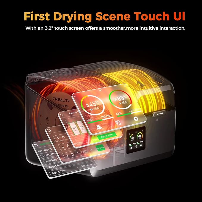 Creality Filament Dryer Box 4 Spool, SpacePi X4 3D Printer Filament Storage Box, Dual Independent Heating Chambers, Rapid Heating Up to 85℃, Active Dehumidification, for PLA,PETG,ABS,TPU,Nylon,etc