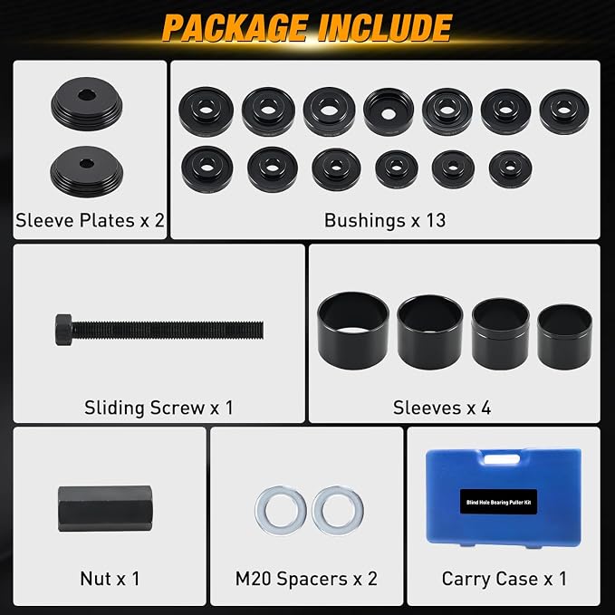 GOOACC Wheel Bearing Removal Tool Kit, 23PCS Wheel Bearing Press Kit for Front Wheel Drive Bearing Removal & Installation Universal Hub Bushing Press Sleeves Puller Tool Set with Sliding Screws Blue