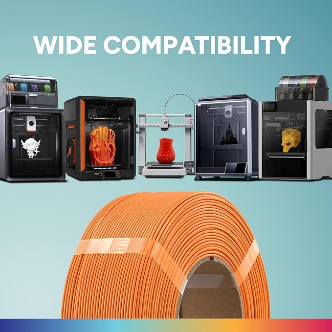 OVERTURE High Speed PLA Filament Refill 1.75mm, Rapid PLA Spoolless 3D Printing Filament, 1kg (2.2lb) Refilament for Bambu Lab, Accuracy +/- 0.02mm, Fit Most FDM Printers (Orange)