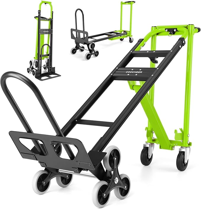 4-in-1 Hand Truck Dolly Heavy Duty Industrial Convertible, 1000 LBS Stair Climbing Cart Utility Cart Converts from Hand Trucks Dolly to Platform Cart Folding Stair Climbing Cart (Green)