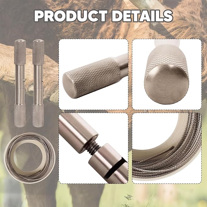 Amagogo Stainless Steel Cable Saw,Hand Pocket String Rope Saw,Manual Camping Removal Compact Wire Saw Dehorning Saw Handles/Wire for PVC Pipe Cutting,Emergency,Sheep