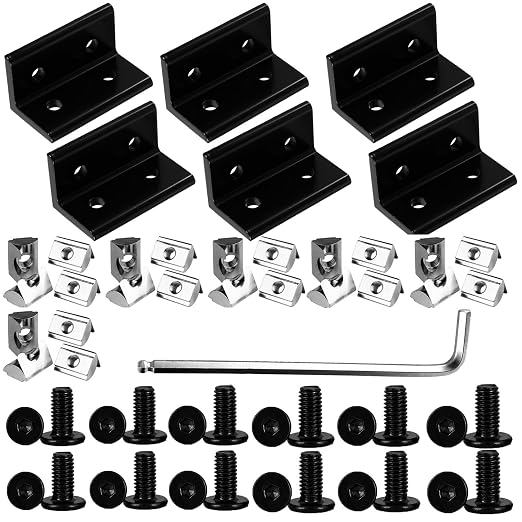 4080 Corner Bracket Connector Set for 4080 8080 Aluminum Extrusion Accessories 6Set(Black L)