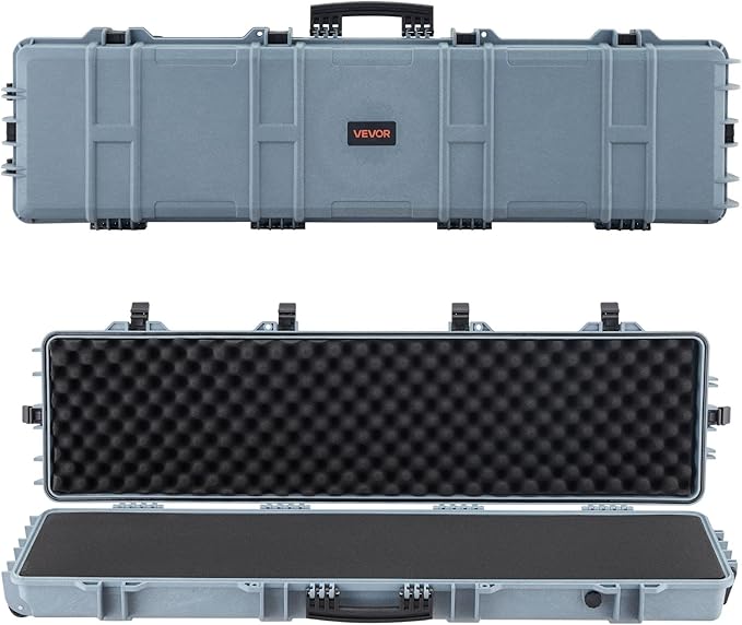 VEVOR Rifle Case, Rifle Hard Case with 4 Layers Fully-protective Foams, Lockable Hard Gun Case with Wheels, IP67 Waterproof & Crushproof, for Rifles or Shotguns