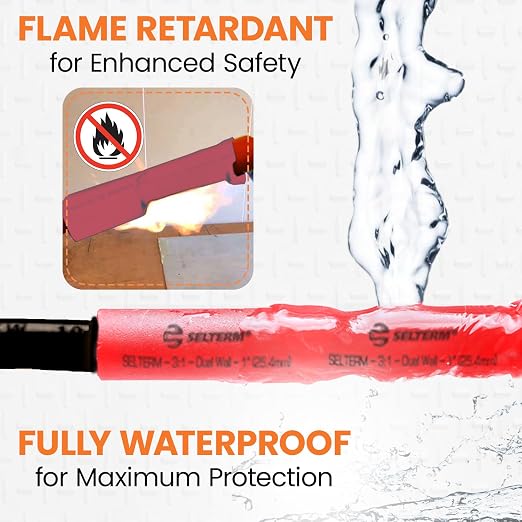 SELTERM 1-Inch Red 50 Feet Marine Grade Heat Shrink Tubing Roll, 3:1 Ratio Dual Wall Adhesive Lined Waterproof Heat Shrink Wrap Tube, for Battery Cable Lugs Wire Terminals Connectors