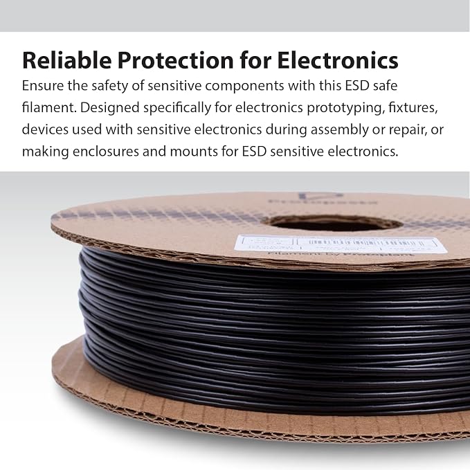 Protopasta Static Dissipative PETG Black 3D Printer Filament for ESD Safe Prints | Easy Printing with Low Warp and Wear | 1.75mm Filament | 500g with Recyclable Cardboard Spool