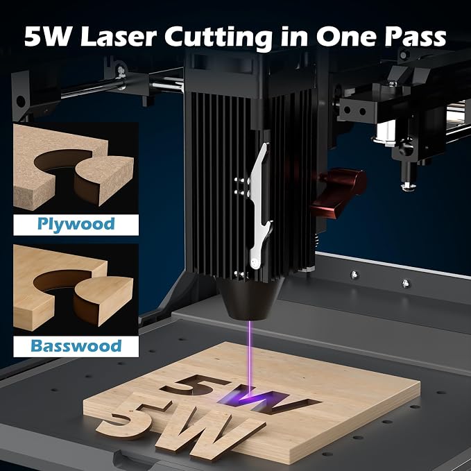 Genmitsu Kiosk 5W 5000mW Laser Engraver, Light Weight & Portable Laser Engraver Machine, Home Laser Cutter with Acrylic Enclosure for Wood/Leather/Metal, 3.9'' x 3.9'' Engraving Area, Safety Class 1