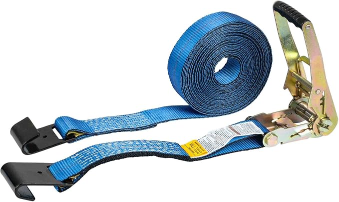 Mytee Products (20 Pack 2" x 30' Ratchet Tie-Down Straps with Flat Hooks - Blue, Tiedown Ratchet Straps for Flatbed, Truck, Trailers Pickup