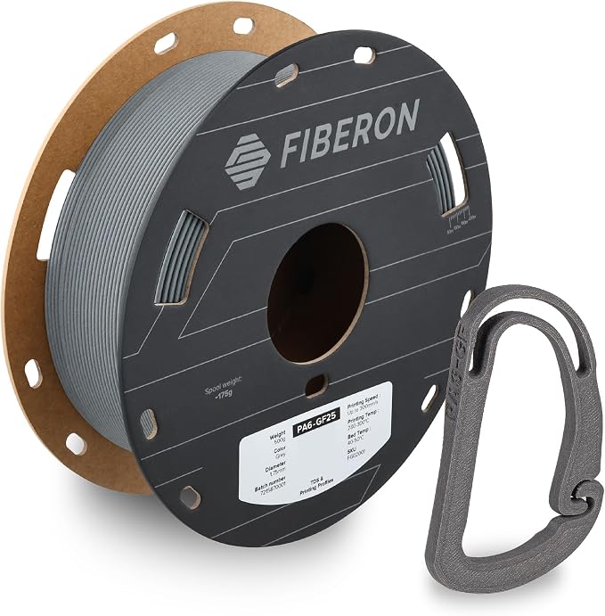 Polymaker Fiberon PA6-GF Glass Fiber Nylon Filament 1.75mm Grey 0.5kg, Fiberon PA6-GF Nylon Warp Free 1.75mm 3D Printing Filament