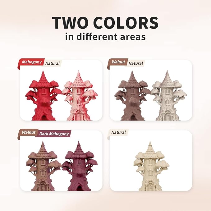 Reprapper Wood PLA Filament Variety Pack - 1.75mm 4 Spool Bundle: Natural, Mahogany, Dark Mahogany & Walnut Real Wood Fiber, Dual Color 3D Printing Material 250g x 4pack