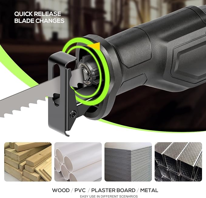 GALAX PRO 120V Reciprocating Saw, 6.0 Amp Corded Electric, for DIY & Contractor Cutting Wood/Metal/PVC Pipe, Variable Speed, 1-1/8" Stroke Length, 2800RPM, 6" Max Cut